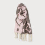 LARGE &WARM HEART PRINT SCARF WITH TASSELS-scarf- Hometown Style HTS, women's in store and online boutique located in Ingersoll, Ontario