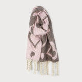 LARGE &WARM HEART PRINT SCARF WITH TASSELS-scarf- Hometown Style HTS, women's in store and online boutique located in Ingersoll, Ontario