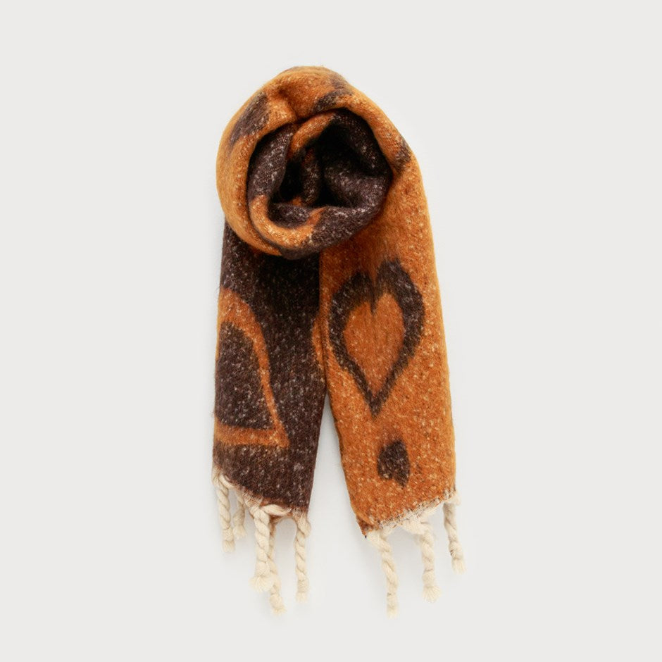LARGE &WARM HEART PRINT SCARF WITH TASSELS-scarf- Hometown Style HTS, women's in store and online boutique located in Ingersoll, Ontario