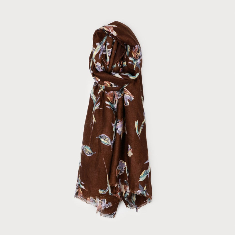 LIGHTWEIGHT FLOWER PRINT SCARF WITH A TOUCH OF LUREX-Accessories- Hometown Style HTS, women's in store and online boutique located in Ingersoll, Ontario