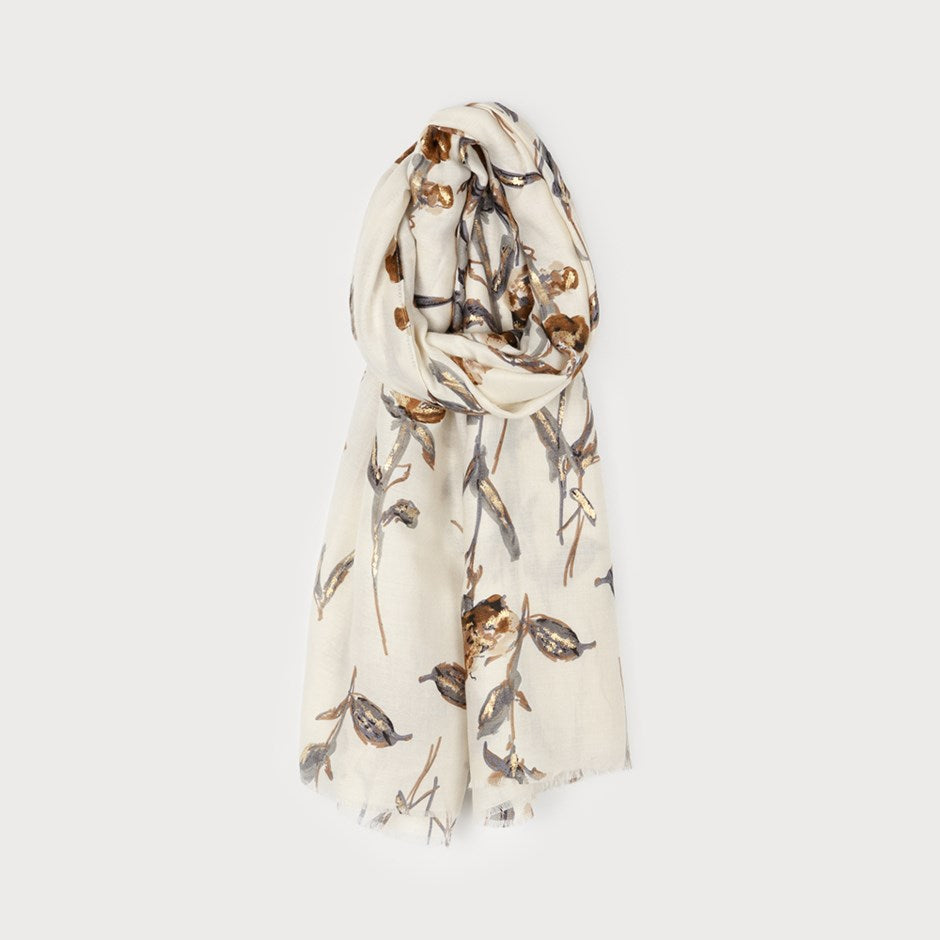 LIGHTWEIGHT FLOWER PRINT SCARF WITH A TOUCH OF LUREX-Accessories- Hometown Style HTS, women's in store and online boutique located in Ingersoll, Ontario
