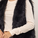 Faux Fur Open Vest - Black-vest- Hometown Style HTS, women's in store and online boutique located in Ingersoll, Ontario