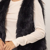 Faux Fur Open Vest - Black-vest- Hometown Style HTS, women's in store and online boutique located in Ingersoll, Ontario