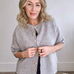 Brushed Button Up Sweater - Grey-Sweaters and Cardigans- Hometown Style HTS, women's in store and online boutique located in Ingersoll, Ontario