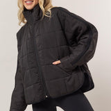 Quilted Puffer Jacket - Black-Coats & Jackets- Hometown Style HTS, women's in store and online boutique located in Ingersoll, Ontario