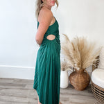 One Shoulder Pleated Dress - Sea Green-dresses- Hometown Style HTS, women's in store and online boutique located in Ingersoll, Ontario