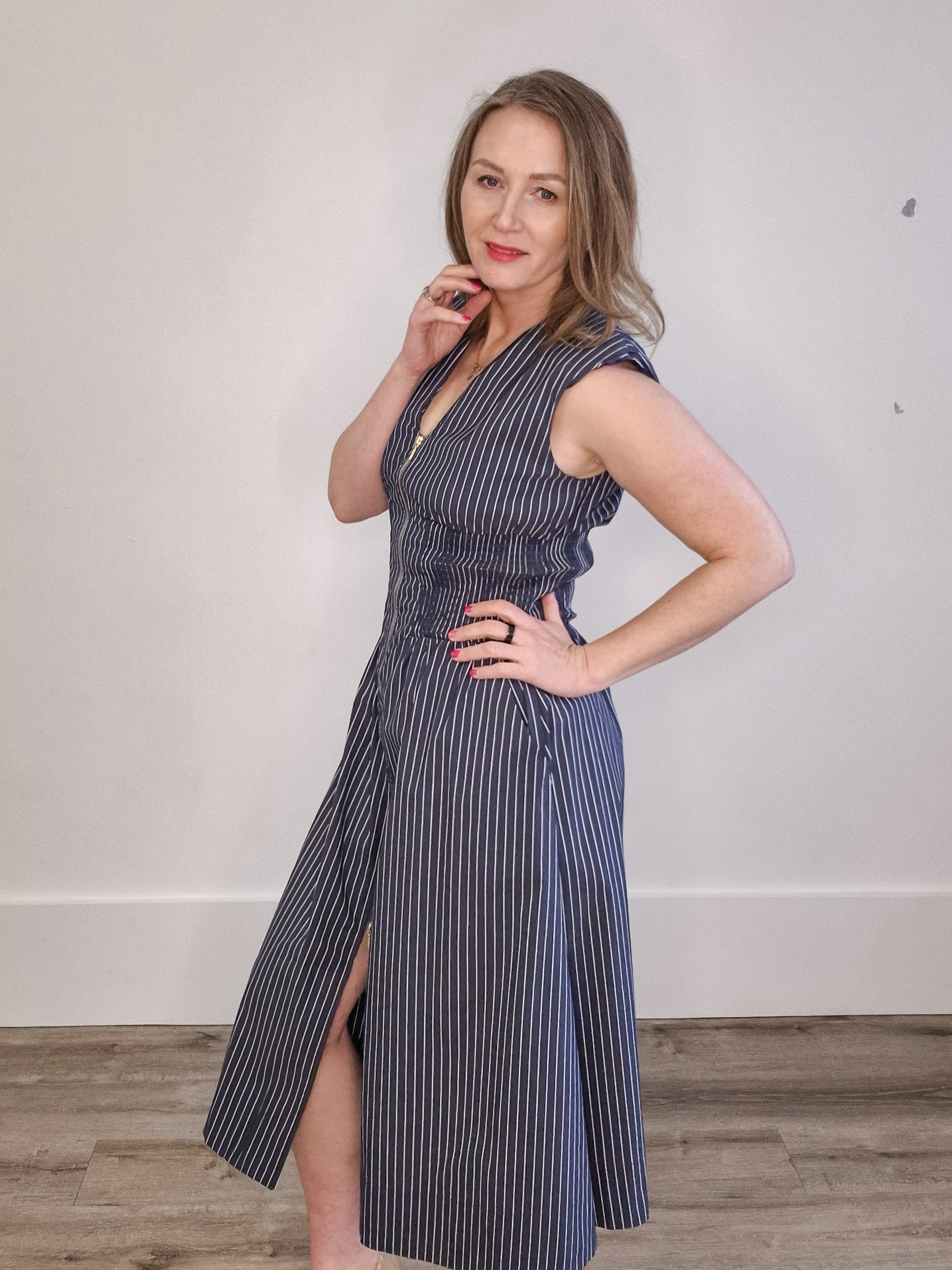 Skye Zip Front Dress - Navy-Casual Dresses- Hometown Style HTS, women's in store and online boutique located in Ingersoll, Ontario