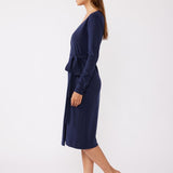 Long Sleeve Wrap Dress - Navy-dress- Hometown Style HTS, women's in store and online boutique located in Ingersoll, Ontario