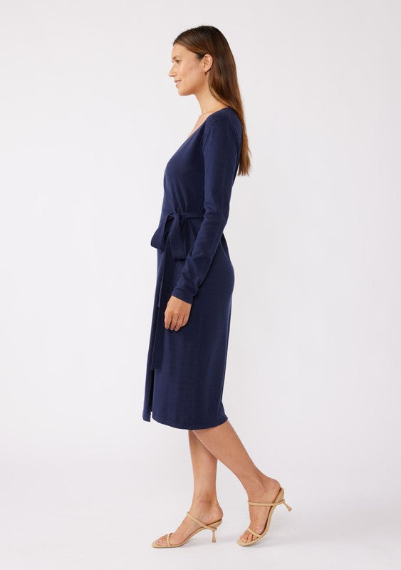 Long Sleeve Wrap Dress - Navy-dress- Hometown Style HTS, women's in store and online boutique located in Ingersoll, Ontario