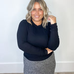 Ribbed Long Sleeve - Black- Hometown Style HTS, women's in store and online boutique located in Ingersoll, Ontario