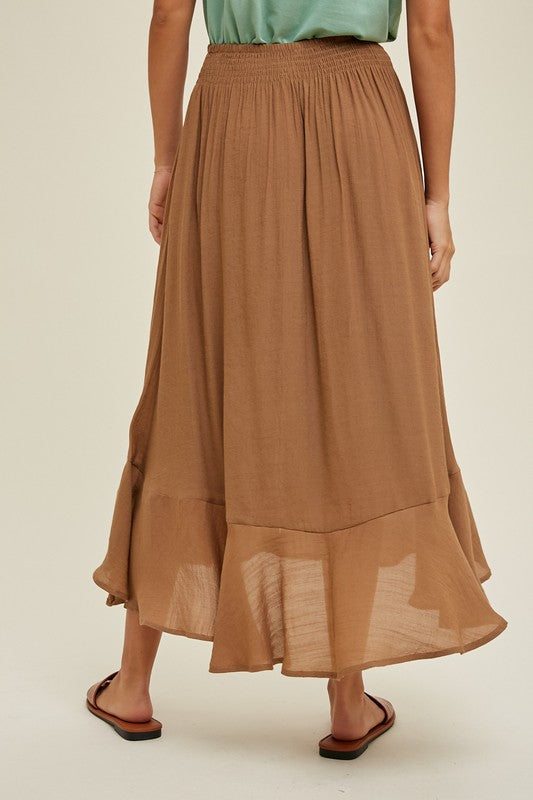 Button Up Midi Skirt - Hazelnut-Skirt- Hometown Style HTS, women's in store and online boutique located in Ingersoll, Ontario