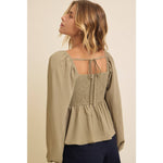 Babydoll Blouse - Olive-blouse- Hometown Style HTS, women's in store and online boutique located in Ingersoll, Ontario