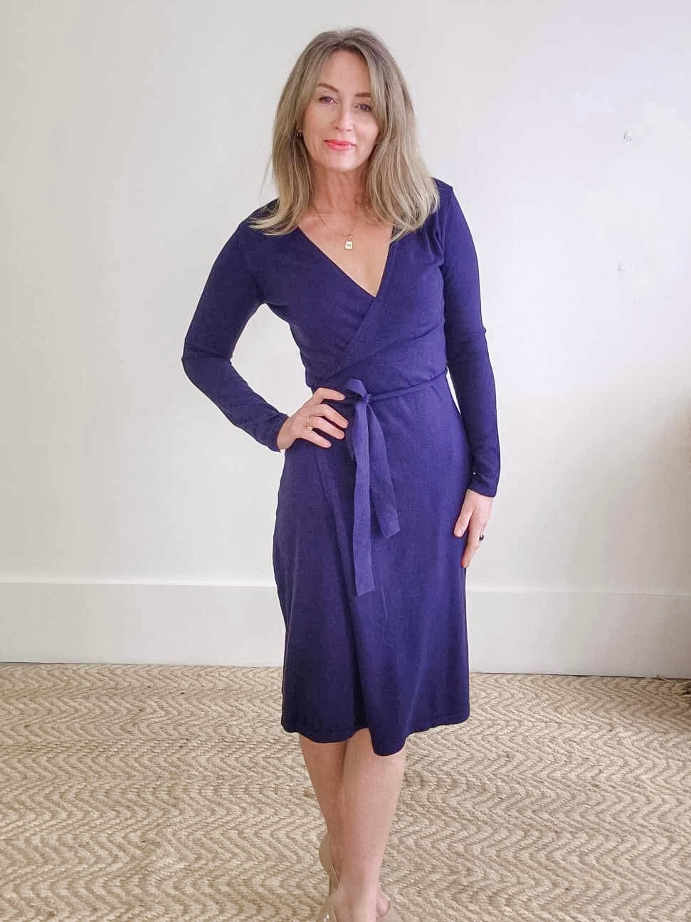 Long Sleeve Wrap Dress - Navy-dress- Hometown Style HTS, women's in store and online boutique located in Ingersoll, Ontario