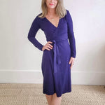 Long Sleeve Wrap Dress - Navy-dress- Hometown Style HTS, women's in store and online boutique located in Ingersoll, Ontario