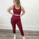 Ribbed Leggings - Merlot-leggings- Hometown Style HTS, women's in store and online boutique located in Ingersoll, Ontario