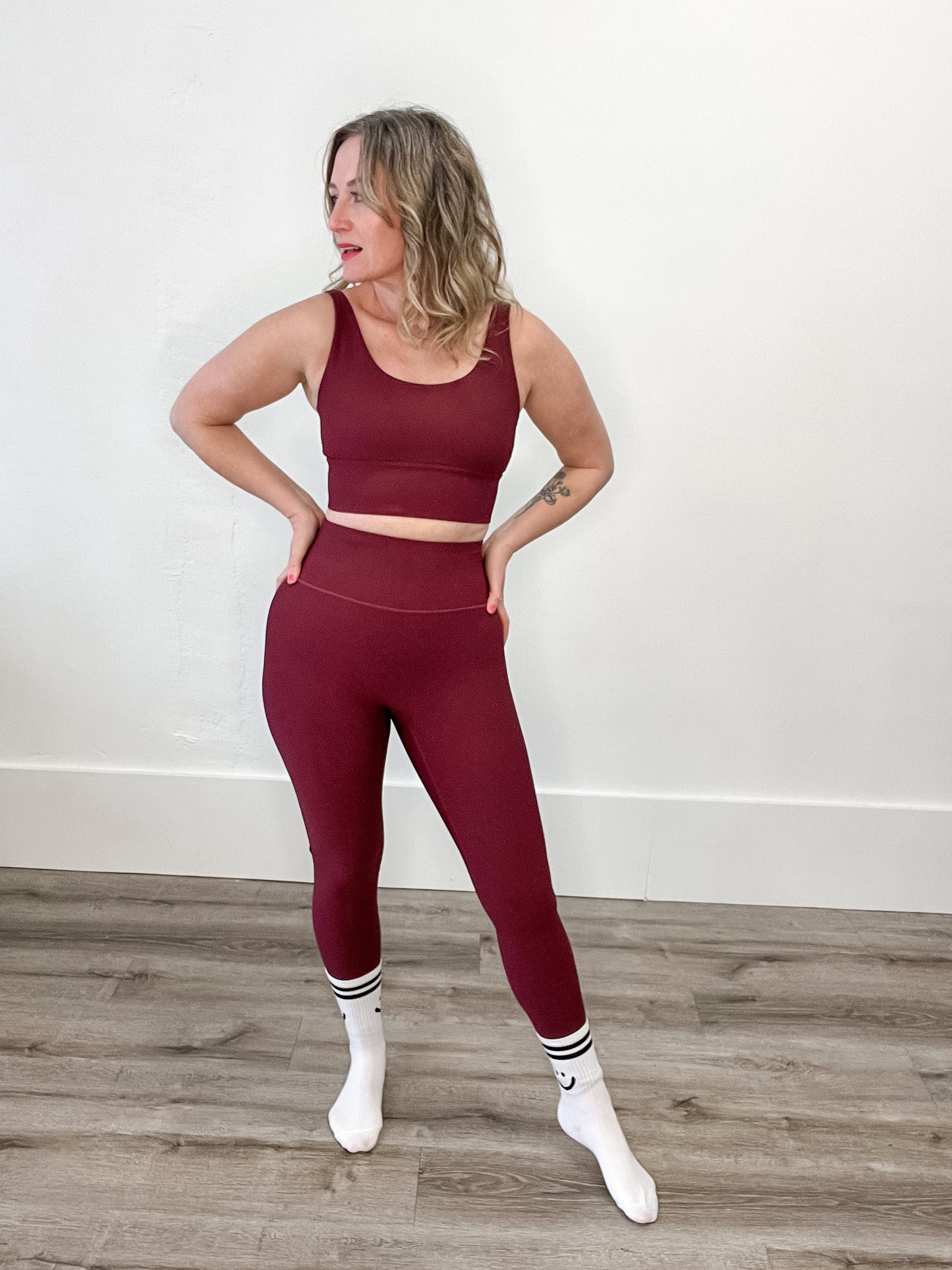 Ribbed Leggings - Merlot-leggings- Hometown Style HTS, women's in store and online boutique located in Ingersoll, Ontario