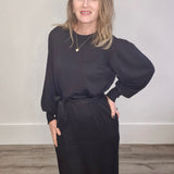 Regina Knit Belt Dress - Black-Special Occasion Dress- Hometown Style HTS, women's in store and online boutique located in Ingersoll, Ontario