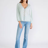 Scallop Edge Blouse - Seafoam-Tops- Hometown Style HTS, women's in store and online boutique located in Ingersoll, Ontario