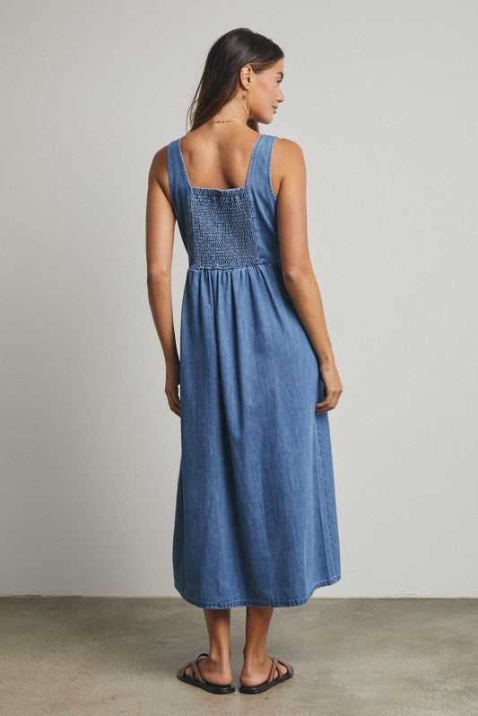 Denim Midi Dress-Casual Dresses- Hometown Style HTS, women's in store and online boutique located in Ingersoll, Ontario