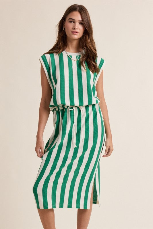 Striped Knit Midi Dress-Casual Dresses- Hometown Style HTS, women's in store and online boutique located in Ingersoll, Ontario