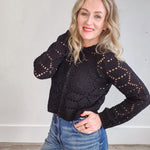Rosalyn Sweater Cardigan - Black-Sweaters and Cardigans- Hometown Style HTS, women's in store and online boutique located in Ingersoll, Ontario