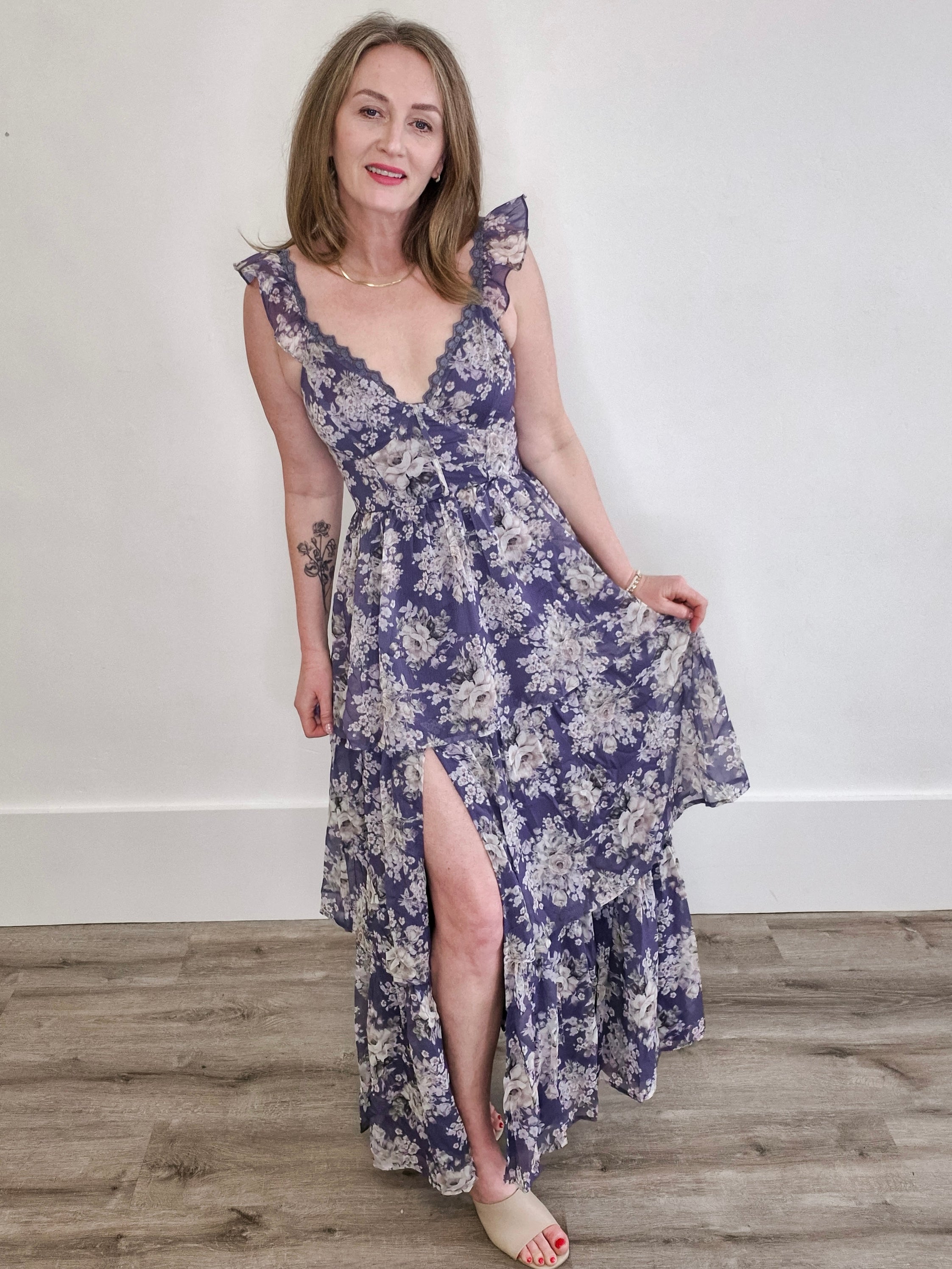 Floral Print Tiered Dress-Special Occasion Dresses- Hometown Style HTS, women's in store and online boutique located in Ingersoll, Ontario