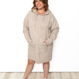 Brushed Hooded Sweater Mini Dress - Taupe-Dress- Hometown Style HTS, women's in store and online boutique located in Ingersoll, Ontario