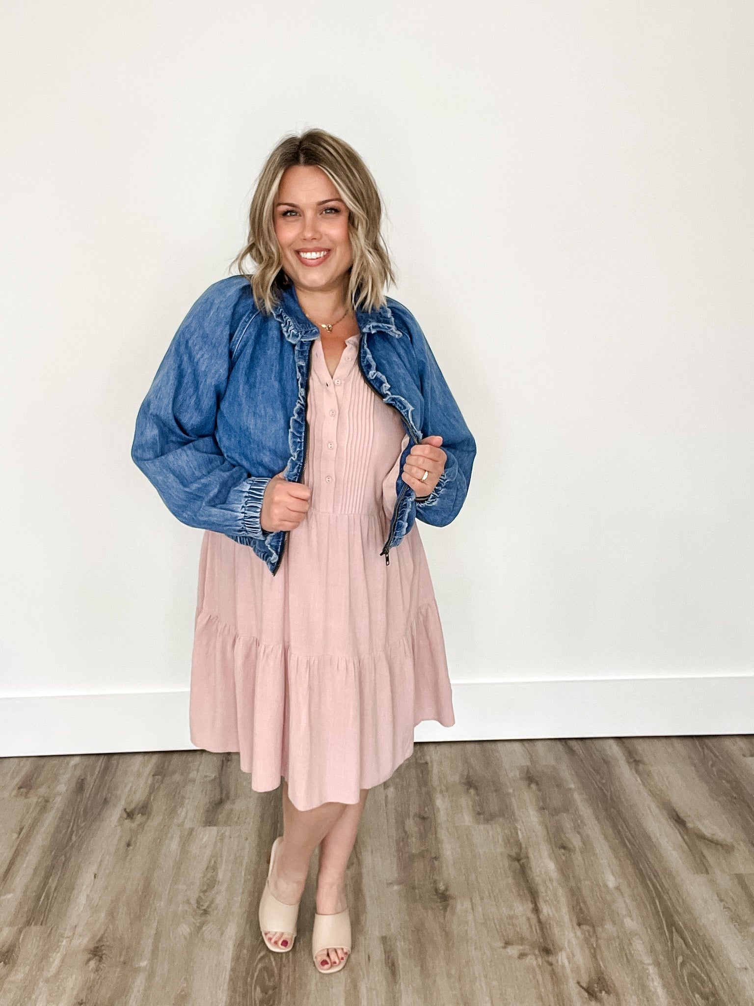 Ruffle Bomber Jacket-Coats & Jackets- Hometown Style HTS, women's in store and online boutique located in Ingersoll, Ontario