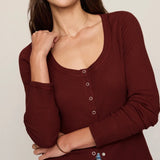 ALBANY WAFFLE BUTTON UP TOP-Casual Tops- Hometown Style HTS, women's in store and online boutique located in Ingersoll, Ontario