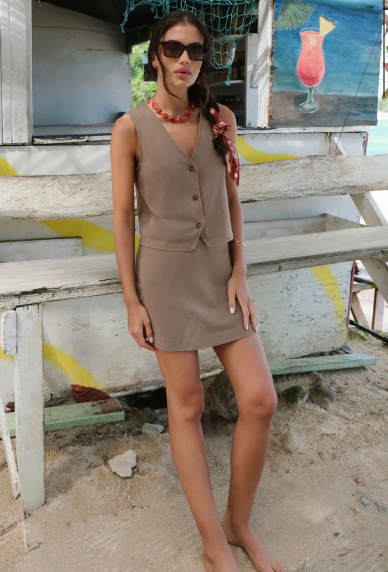 GAIL JERSEY MINI SKIRT - Perfectly Taupe-Bottoms- Hometown Style HTS, women's in store and online boutique located in Ingersoll, Ontario