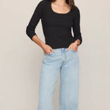 GREYSON SCOOP LONG SLEEVE TEE - Black