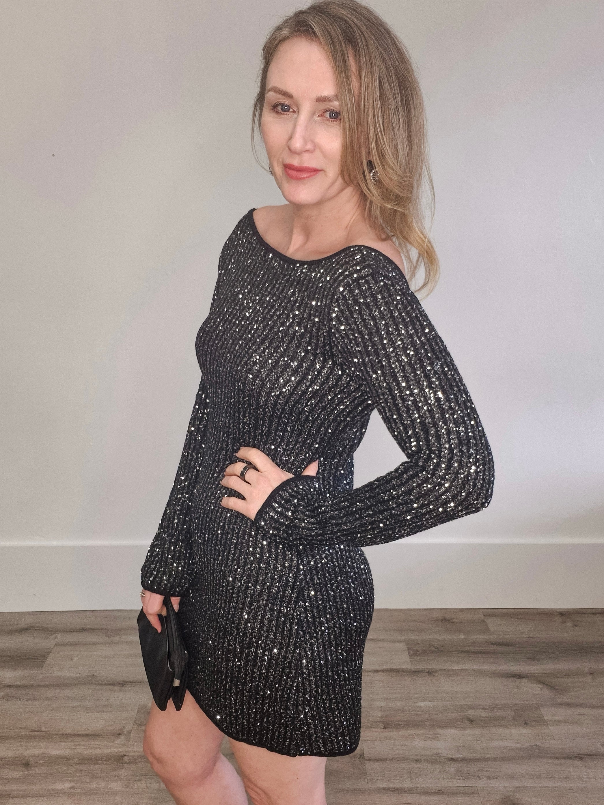 La Marcia Sequin Mini Dress - Black-Special Occasion Dresses- Hometown Style HTS, women's in store and online boutique located in Ingersoll, Ontario