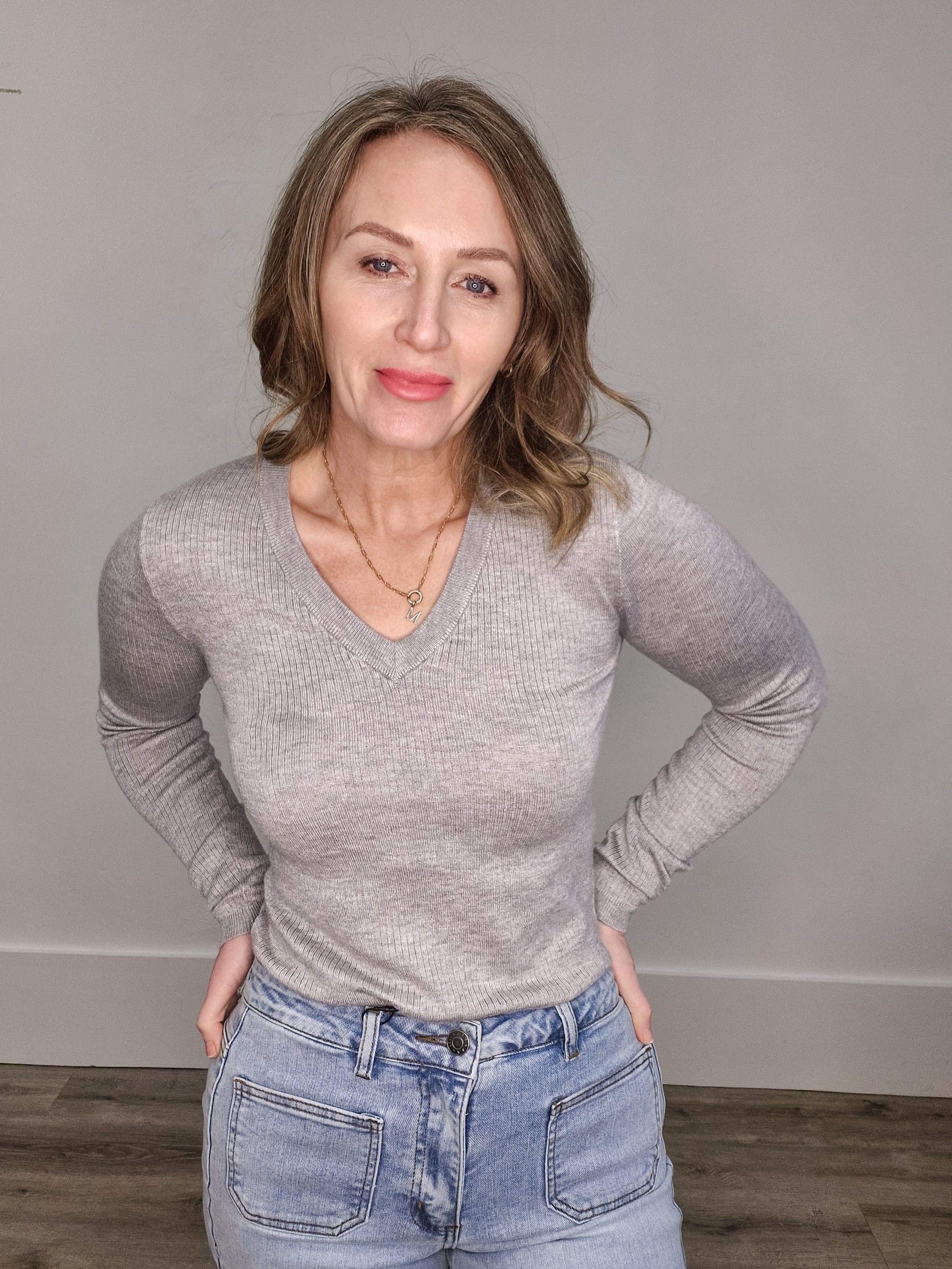 Malou Knit Pullover-Light Grey-Casual Tops- Hometown Style HTS, women's in store and online boutique located in Ingersoll, Ontario