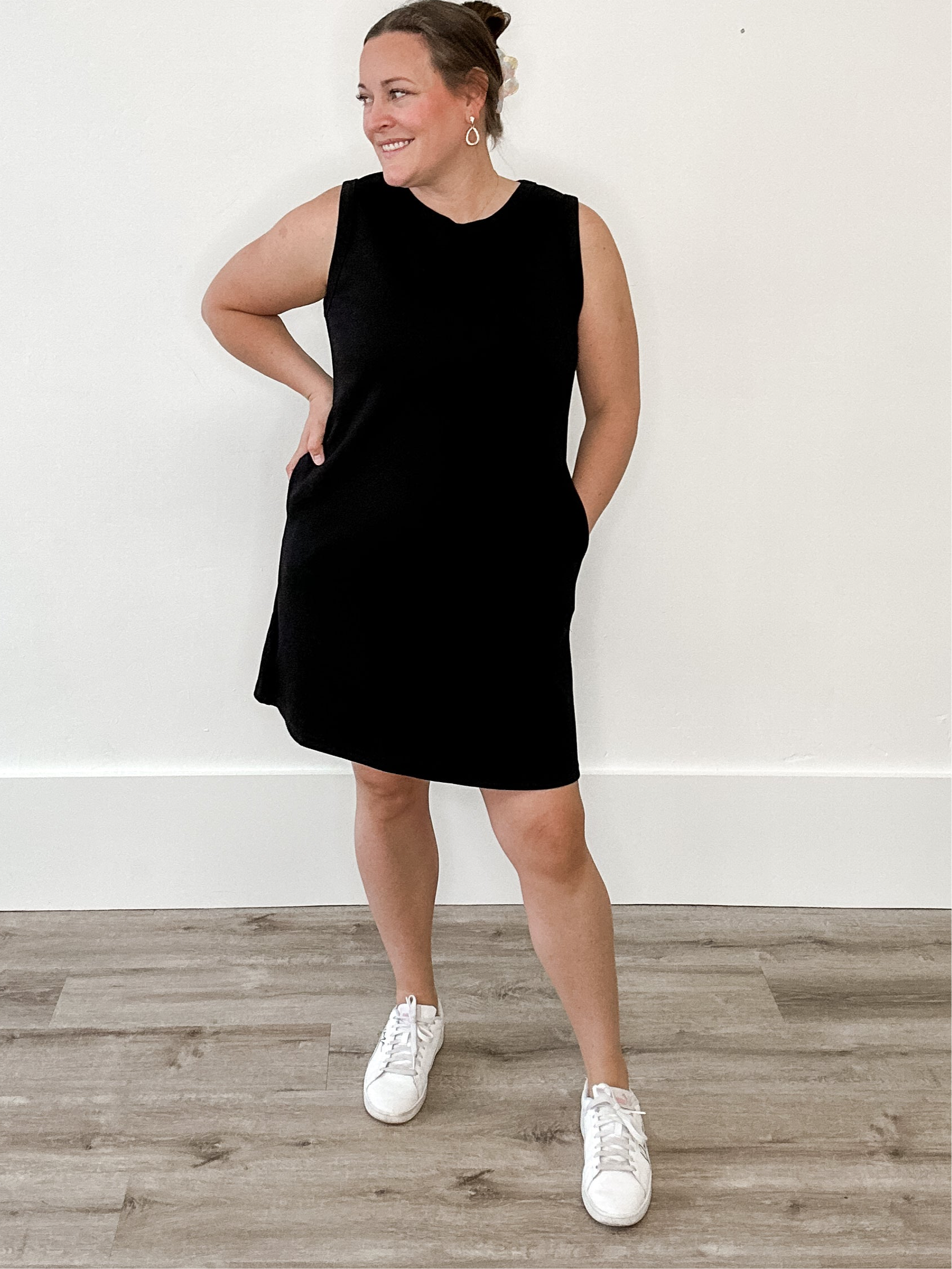 Scuba A-line Mini Tank Dress - Black-dress- Hometown Style HTS, women's in store and online boutique located in Ingersoll, Ontario