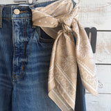 Floral Dot Satin Square Scarf– Cream-scarf- Hometown Style HTS, women's in store and online boutique located in Ingersoll, Ontario