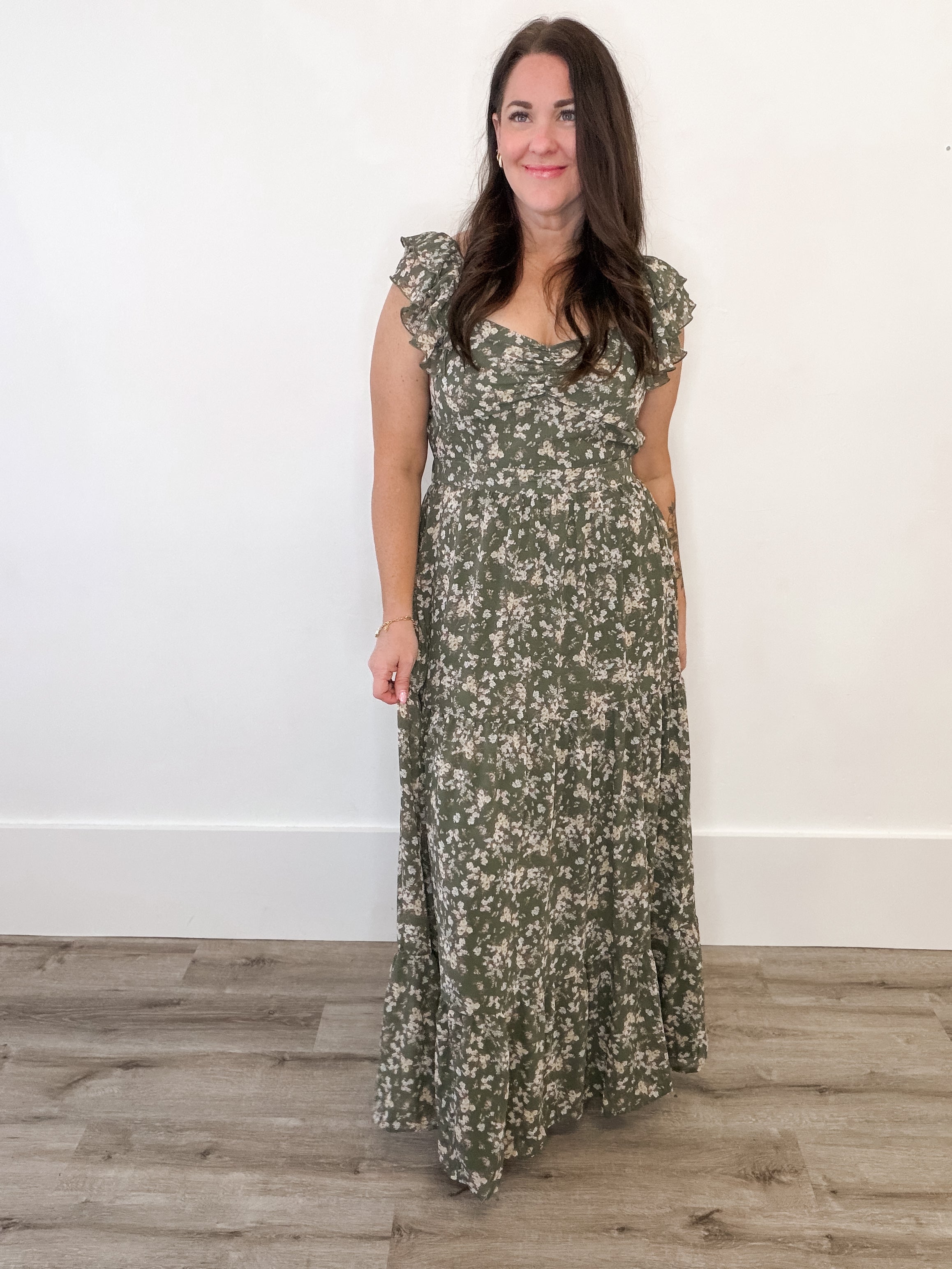 Ruffle Sleeve Tiered Maxi Dress-Special Occasion Dresses- Hometown Style HTS, women's in store and online boutique located in Ingersoll, Ontario