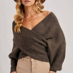 Wrap Crossover Sweater - Ash-Sweater- Hometown Style HTS, women's in store and online boutique located in Ingersoll, Ontario