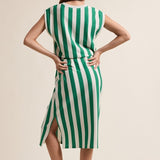 Striped Knit Midi Dress-Casual Dresses- Hometown Style HTS, women's in store and online boutique located in Ingersoll, Ontario