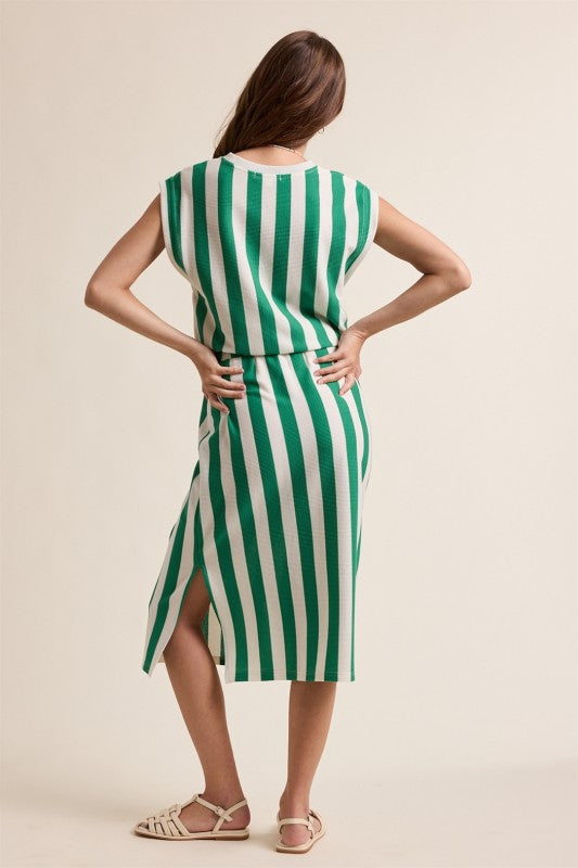 Striped Knit Midi Dress-Casual Dresses- Hometown Style HTS, women's in store and online boutique located in Ingersoll, Ontario