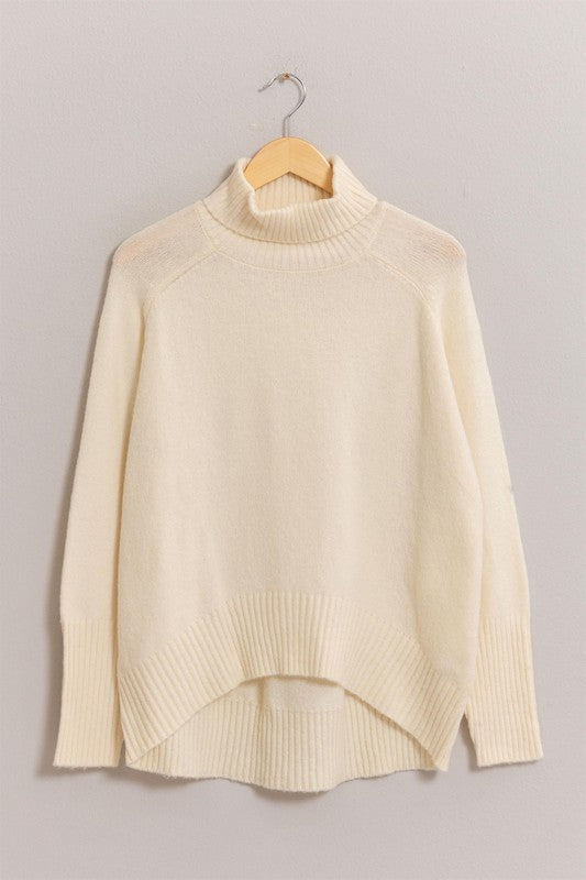 Long Turtle Neck Sweater - Cream-Sweater- Hometown Style HTS, women's in store and online boutique located in Ingersoll, Ontario