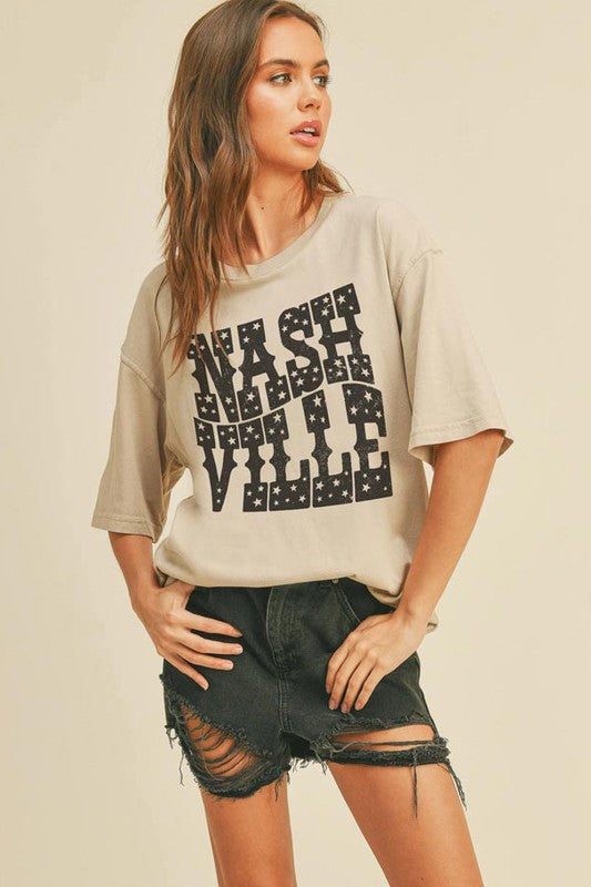 Nashville Tee - Stone-tee- Hometown Style HTS, women's in store and online boutique located in Ingersoll, Ontario