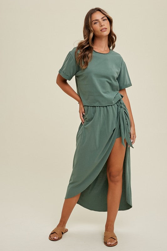 Two Piece Cotton Top & Skirt Set - Green- Hometown Style HTS, women's in store and online boutique located in Ingersoll, Ontario