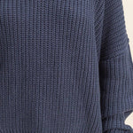Oversized V Neck Knit Sweater - Midnight Blue-sweater- Hometown Style HTS, women's in store and online boutique located in Ingersoll, Ontario