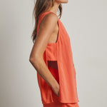 Button Up Tank Top and Shorts Set - Punch-Shorts- Hometown Style HTS, women's in store and online boutique located in Ingersoll, Ontario