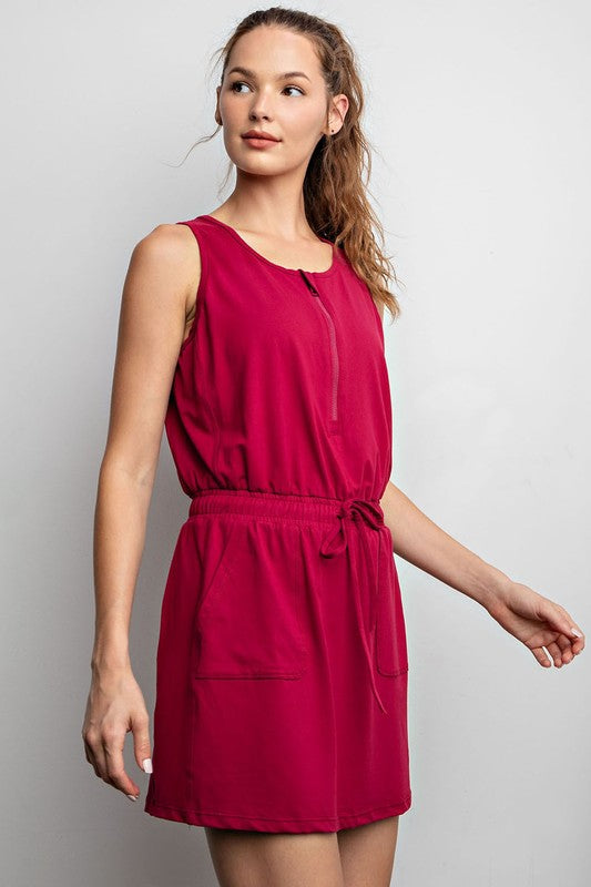 Romper Dress - Pomegranate-Jumpsuits & Rompers- Hometown Style HTS, women's in store and online boutique located in Ingersoll, Ontario