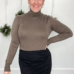 Astrid Roll Neck Top - Morel Melange-Tops- Hometown Style HTS, women's in store and online boutique located in Ingersoll, Ontario