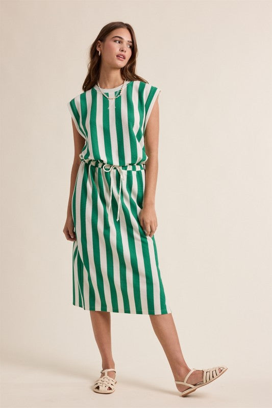 Striped Knit Midi Dress-Casual Dresses- Hometown Style HTS, women's in store and online boutique located in Ingersoll, Ontario