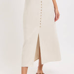 Feminine Linen Blend Midi Dress-dress- Hometown Style HTS, women's in store and online boutique located in Ingersoll, Ontario