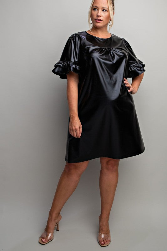 Faux Leather Dress - EX-Dress- Hometown Style HTS, women's in store and online boutique located in Ingersoll, Ontario