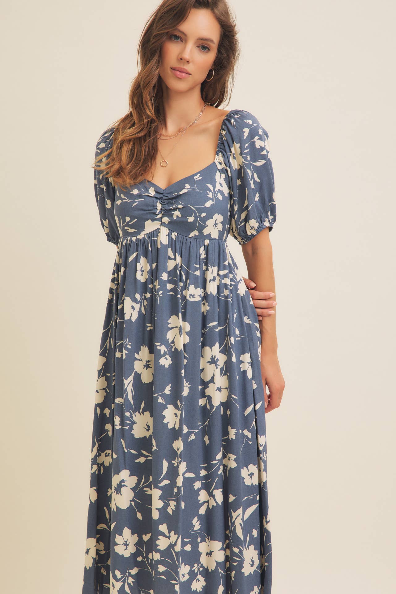 Sweetheart Neckline, Midi Dress - Vintage Denim-dress- Hometown Style HTS, women's in store and online boutique located in Ingersoll, Ontario